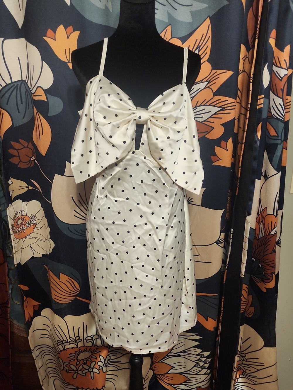 wild fable White Polka Dot Bow-Front Mini Dress